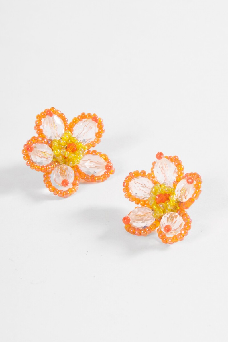 Caravanas pétalos mostacillas naranja