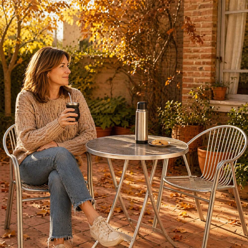 Juego De Aluminio Para Exteriores de 1 Mesa redonda y 2 Sillas Juego De Aluminio Para Exteriores de 1 Mesa redonda y 2 Sillas