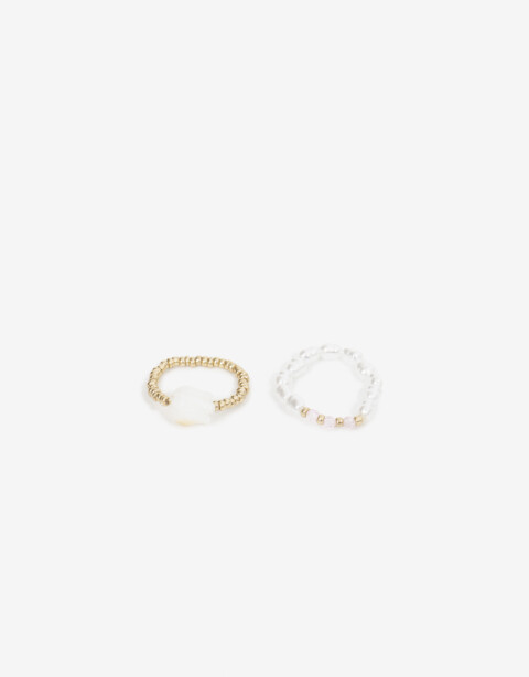 Sets Anillos Con Dijes Set De Anillos Flexibles Con Beads - Dorado