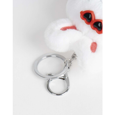 Llavero Y Charm De Peluche De Conejito Blanco Crudo