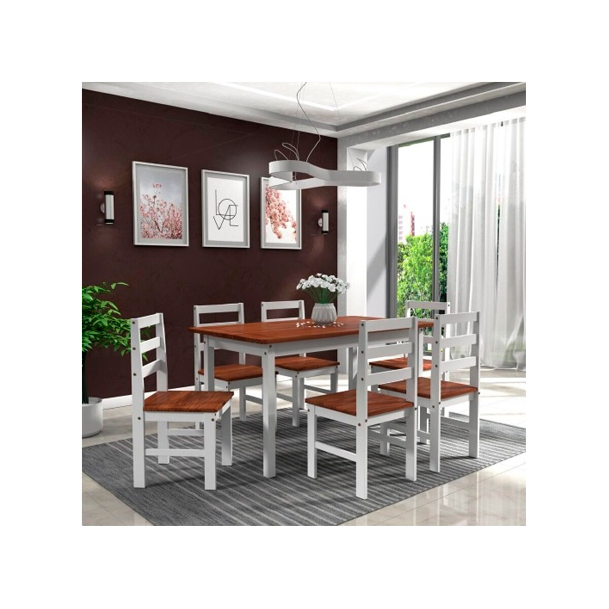 Juego De Comedor Bella 6 Sillas Blanco Cera Smgb 
