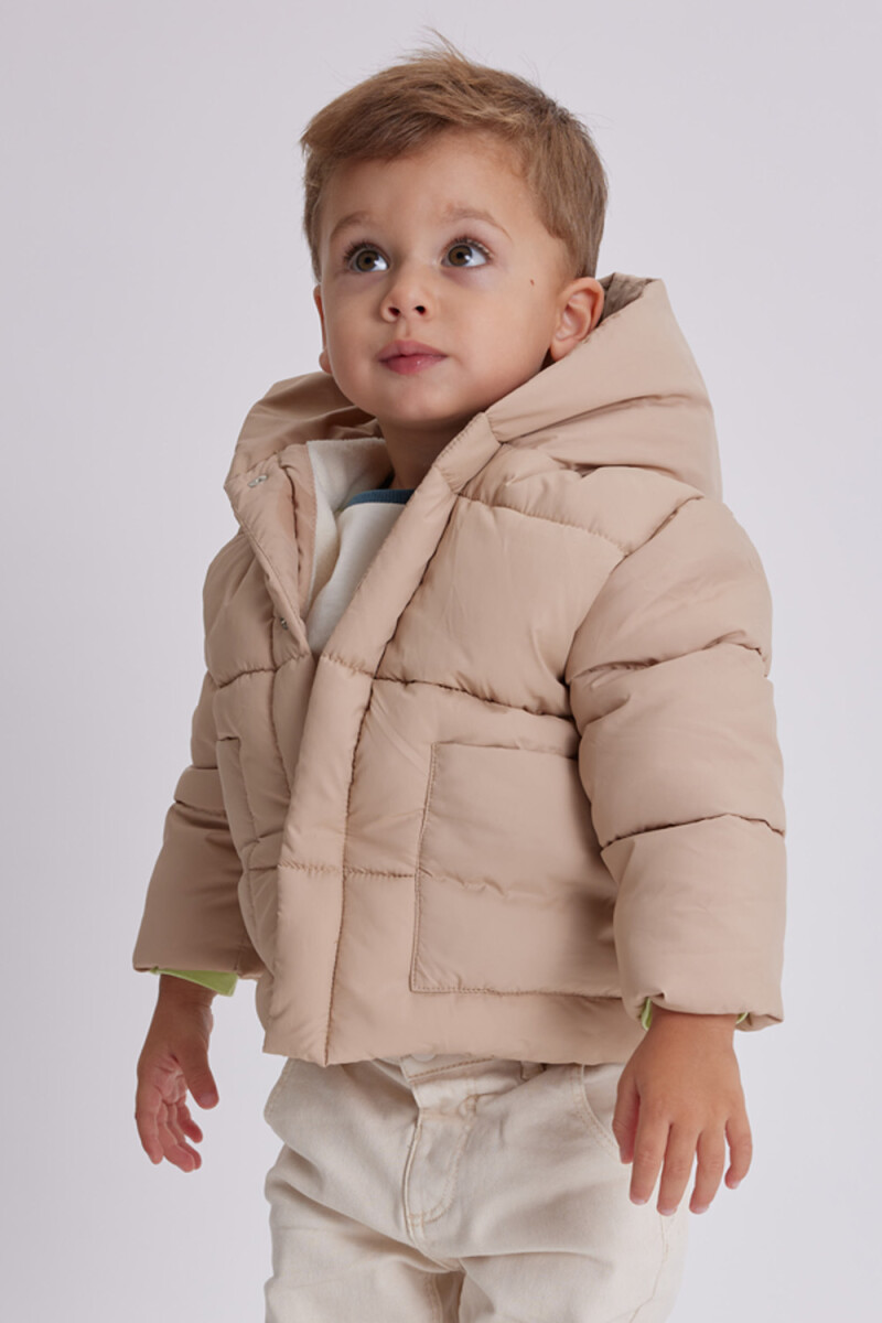 Campera Abrigo Combinado Beige