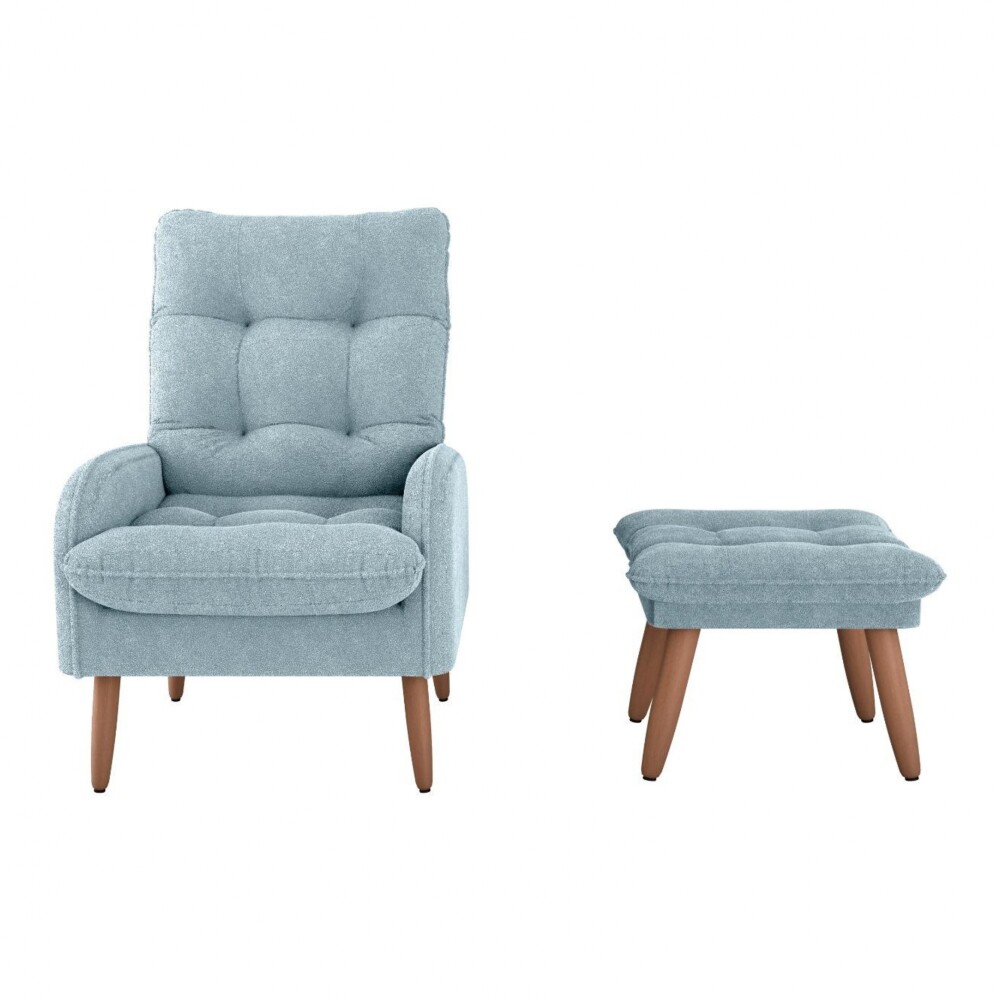 Butaca 1 Cuerpo Living + Puf - Nantes Azul