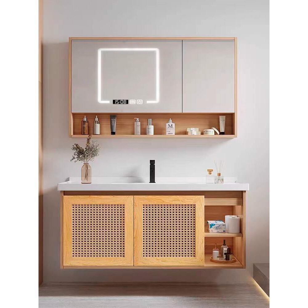 CONJUNTO MUEBLE DE BAÑO SUSPENDIDO MODELO LT2005-100M / MUEBLE + BACHA + BOTIQUIN CON ESPEJO Y LUZ Conjunto Mueble De Baño Suspendido Modelo Lt2005-100m / Mueble + Bacha + Botiquin Con Espejo Y Luz