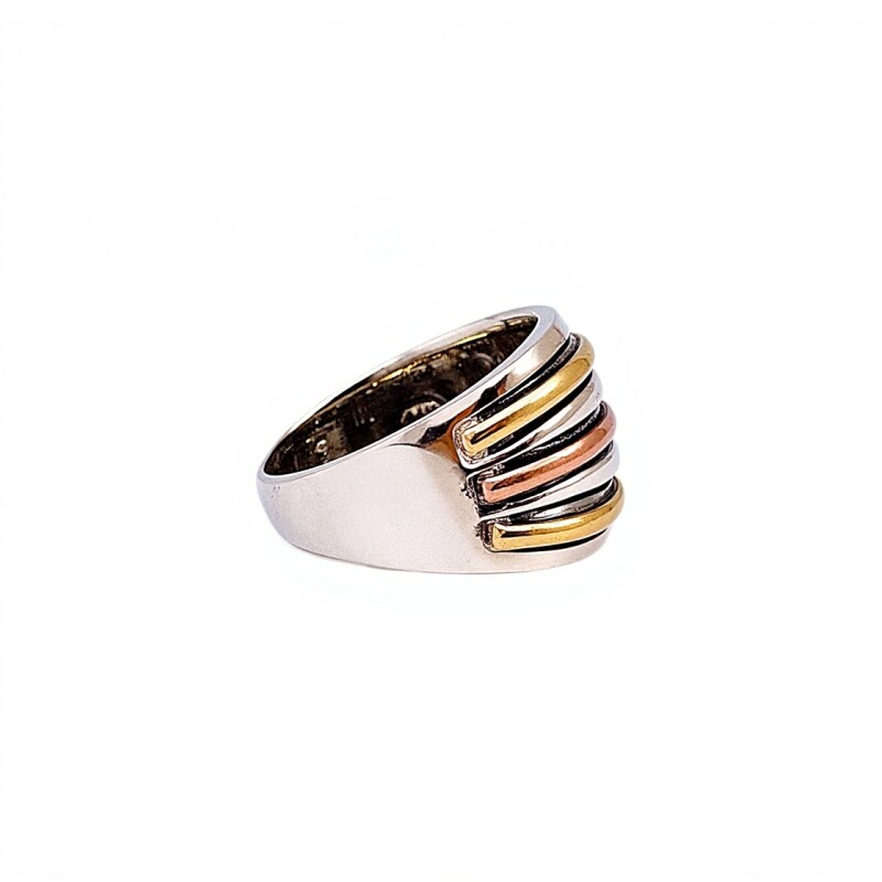 Anillo doble oro- Plata y Oro-Sin piedra-AN5945 sinpiedra
