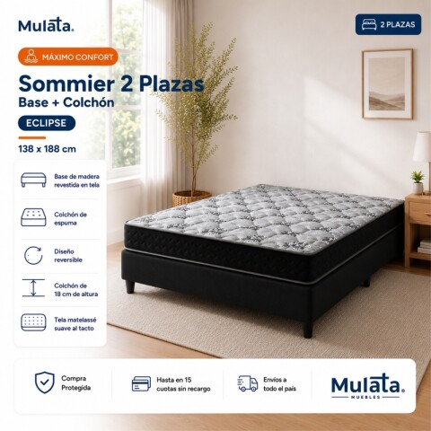 Sommier Eclipse 2 Plazas Colchón Espuma Reversible Matelaseado 138 x 188 x 18 cm Sommier Eclipse 2 Plazas Colchón Espuma Reversible Matelaseado 138 x 188 x 18 cm