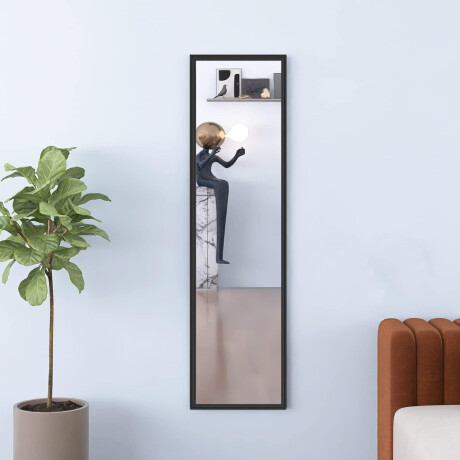 Espejo rectangular de pared simil madera Negro