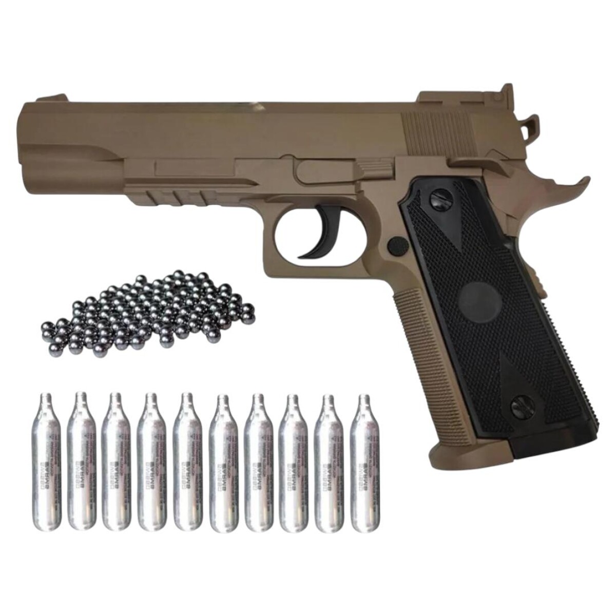 Pistola Co2 P1911 Calibre 4,5mm Con Balines y Garrafas 