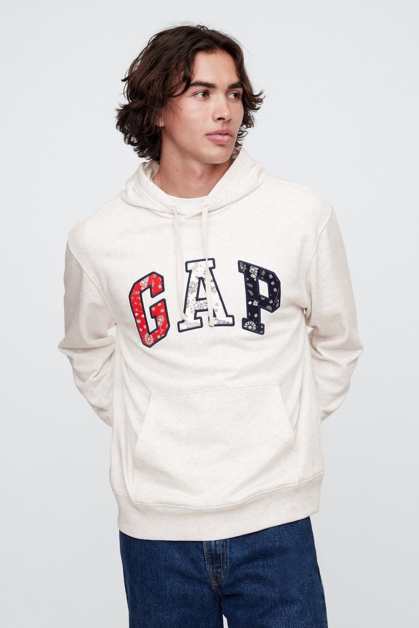Buzo Canguro Logo Gap Sin Felpa Hombre Pale Grey Heather Bc01