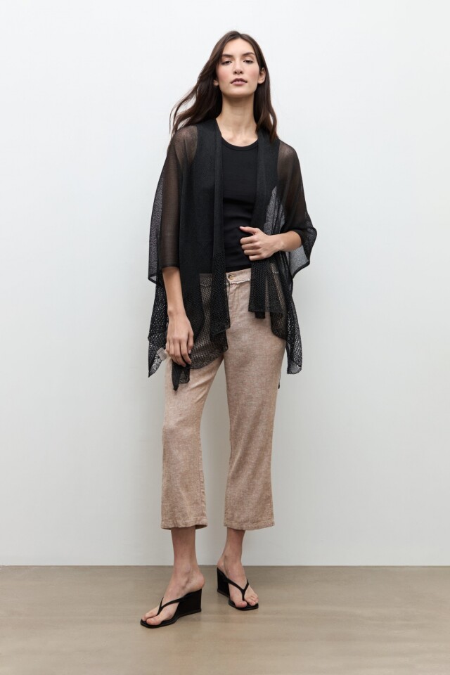 Ruana tejida lurex negro