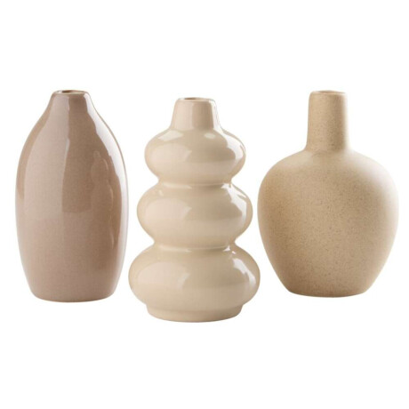 Jarrón AMUNDSEN Ø6xH10 cm beige 3 piezas/paquete Beige