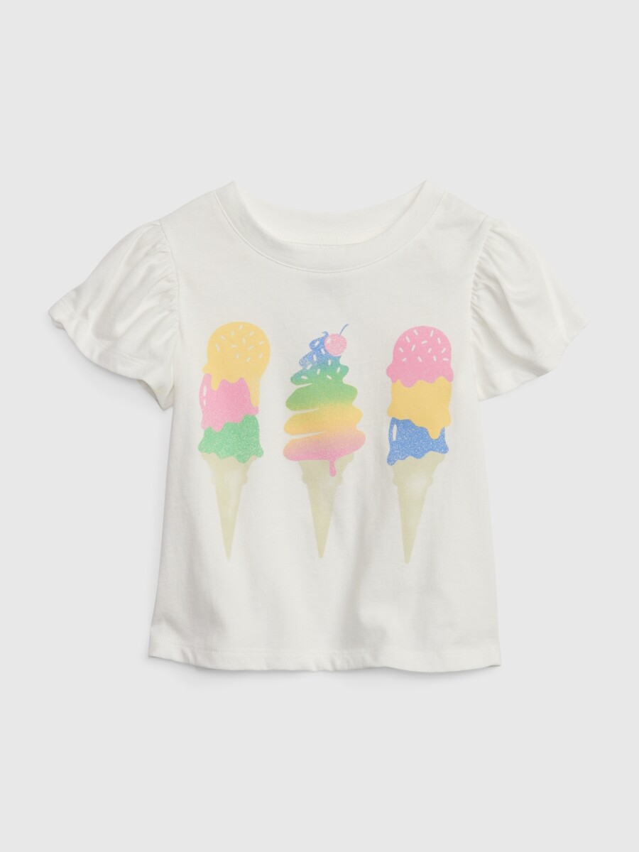Remera Gráfico Manga Corta Toddler Niña - New Off White 