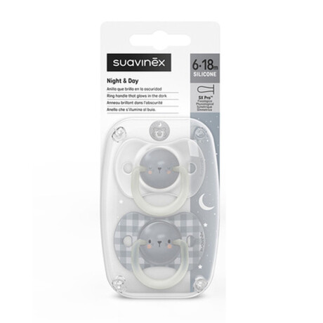 Chupete Suavinex x2 de 6-18M Fisiológico SX PRO Brilla Noche Azul