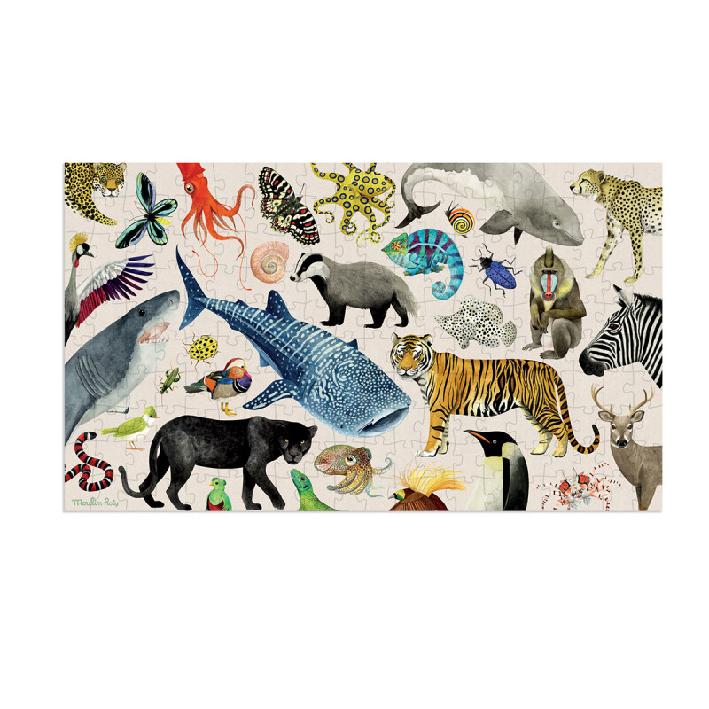 Puzzle Animales del mundo 200 piezas Moulin Roty Puzzle Animales del mundo 200 piezas Moulin Roty