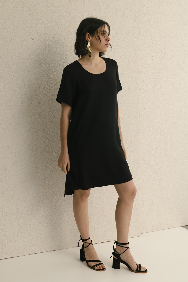 VESTIDO SOFT MANGA CORTA - NEGRO 