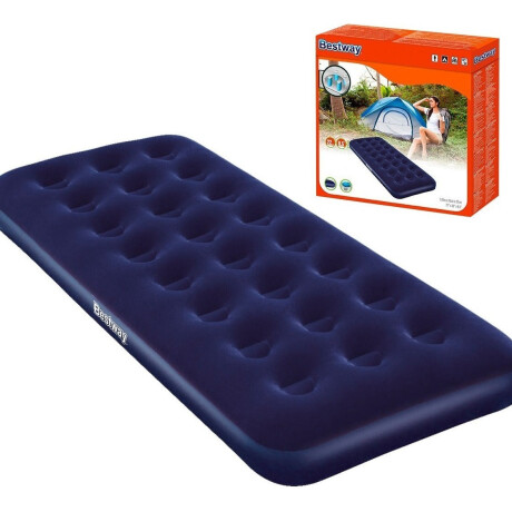 Colchón Inflable Bestway 1 Plaza Camping + Almohada Azul