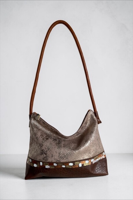 Cartera ALIRA Línea Basic En Cuero Marrón Combinado Y Arte Pintado A Mano Cartera ALIRA Línea Basic En Cuero Marrón Combinado Y Arte Pintado A Mano