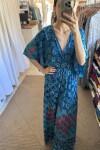 Vestido Manu de seda Tonos azules y petròleo