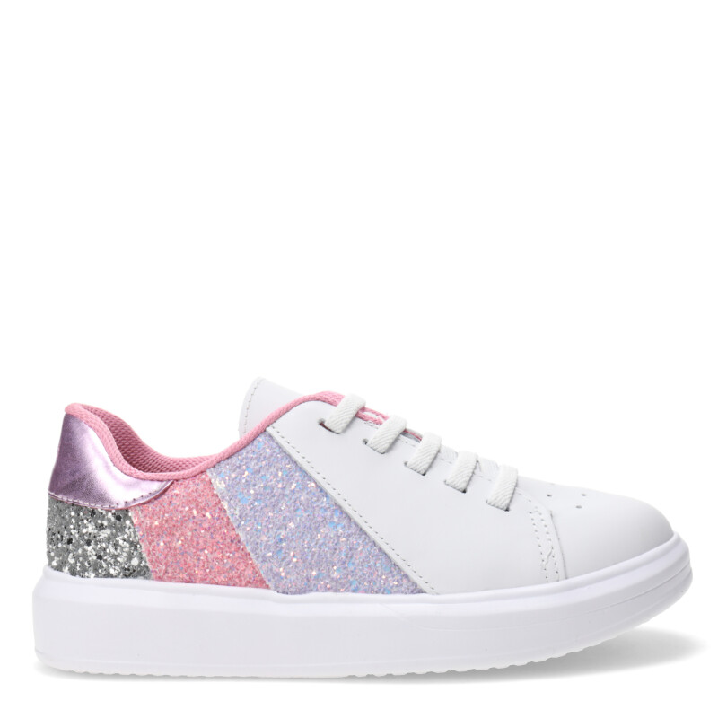 Championes Infantiles Bibi Glam Brillo Blanco - Plateado - Rosado