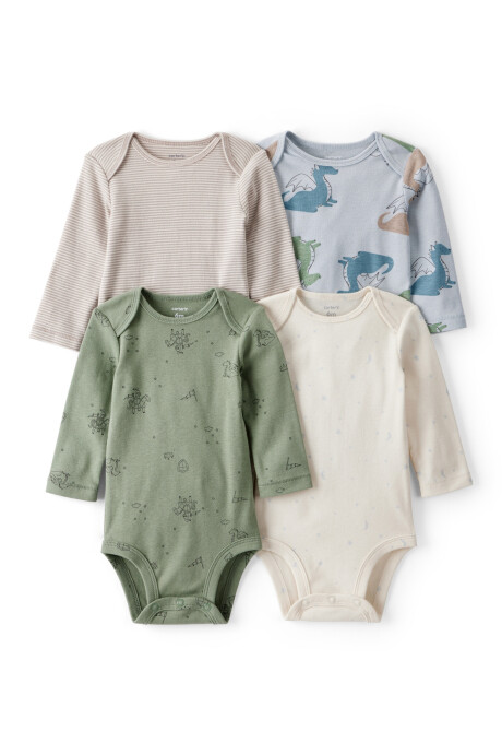 Pack cuatro bodies de algodón, diseño dragones Pack cuatro bodies de algodón, diseño dragones