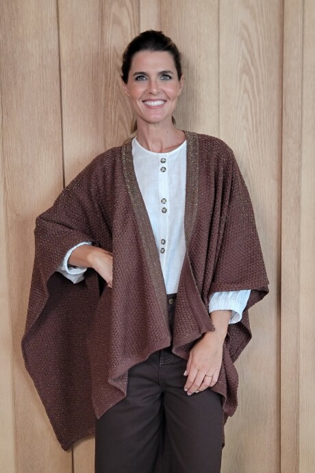 Ruana Samba Chocolate lurex dorado