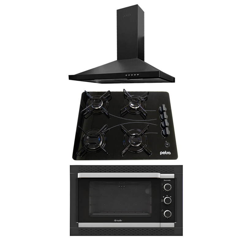 COMBO DE COCCIÓN HORNO DECORATO MUELLER ANAFE PETRA Y CAMPANA PETRA Combo De Cocción Horno Decorato Mueller Anafe Petra Y Campana Petra