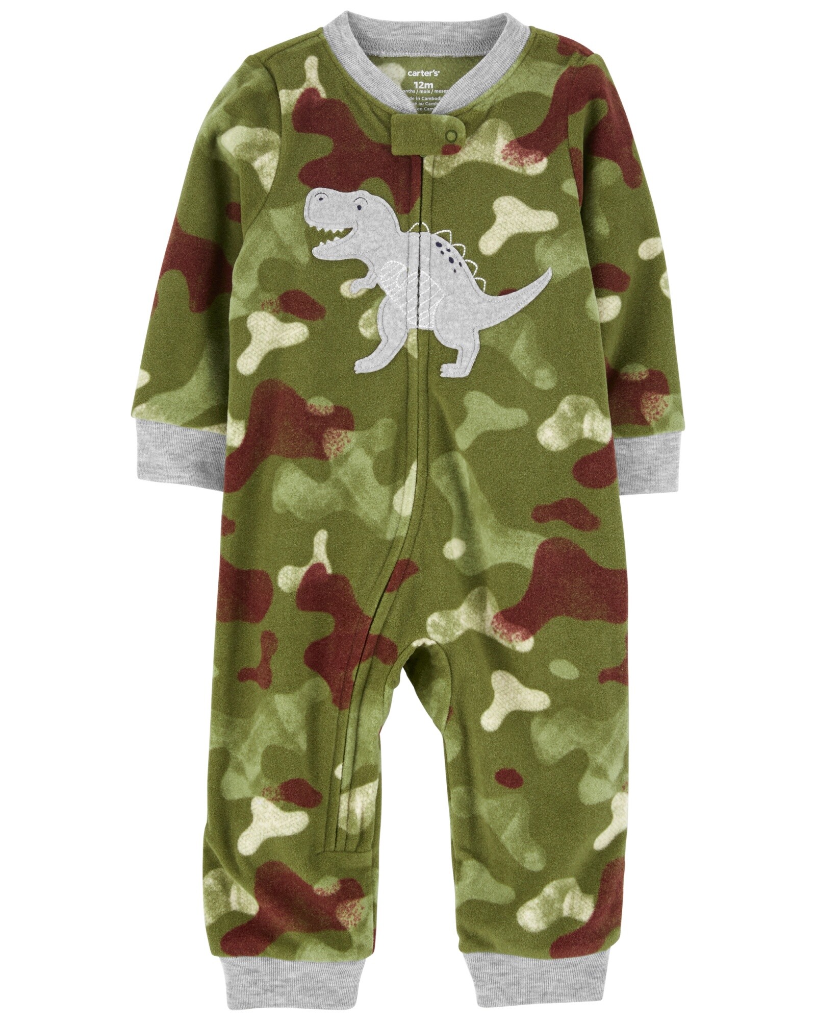 Pijama una pieza de micropolar camuflado estampa dinosaurio 0