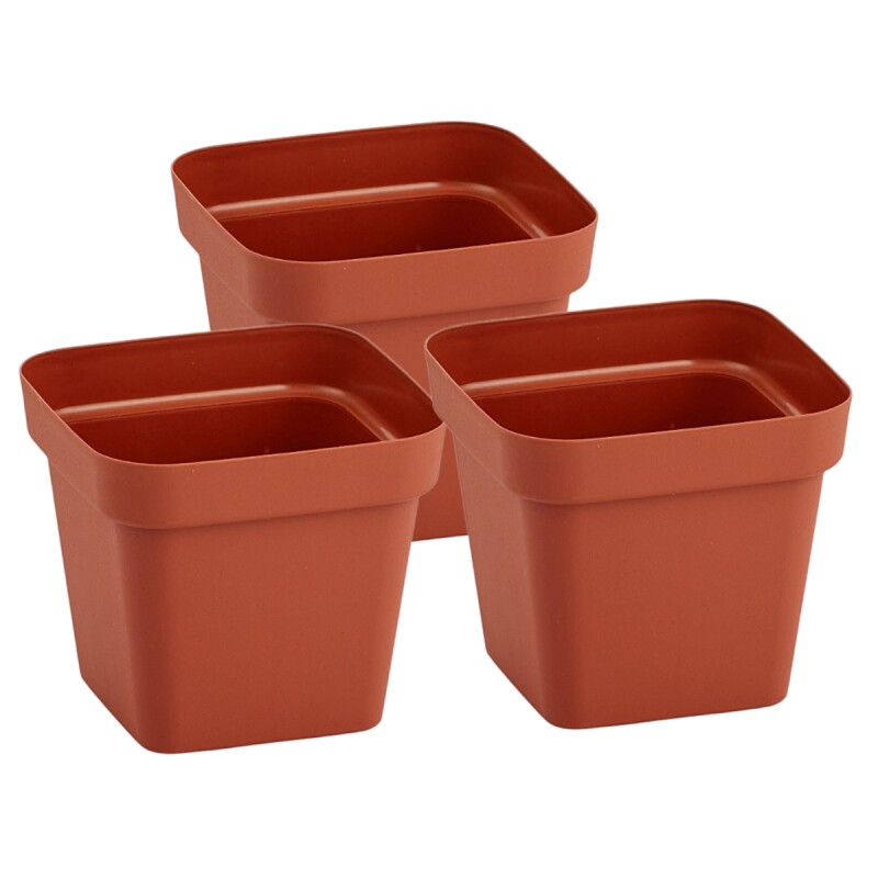 Set x3 Maceta cuadrada 3,8 lts TERRACOTA