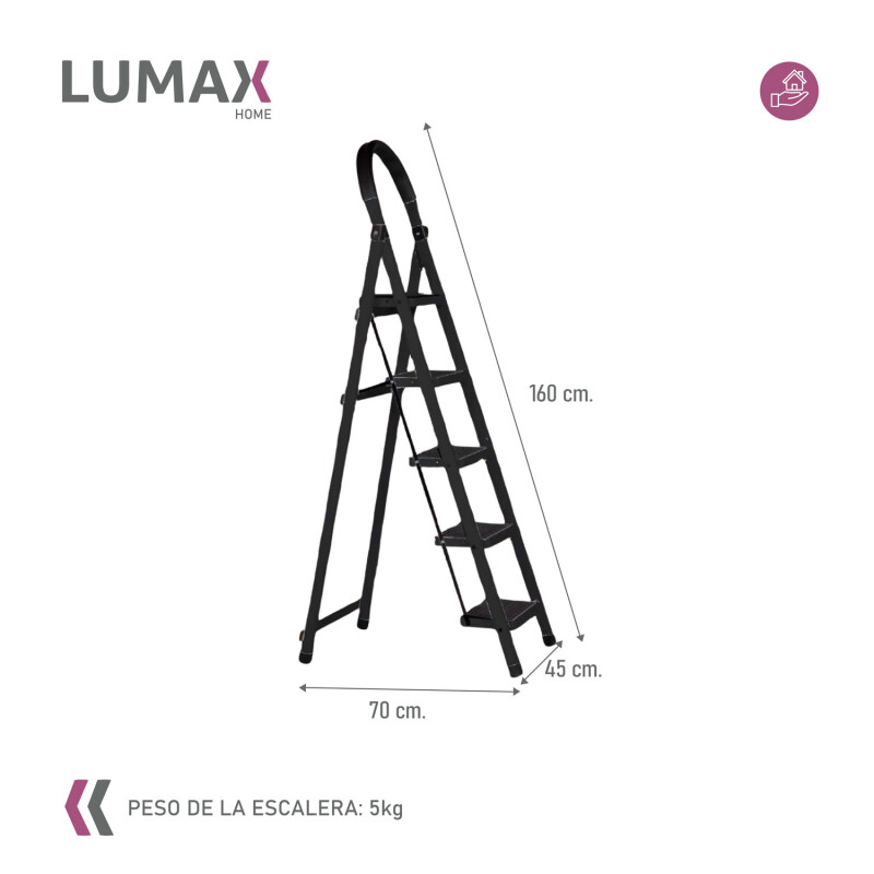 Escalera Tijera 5 Escalones De plastico Negro