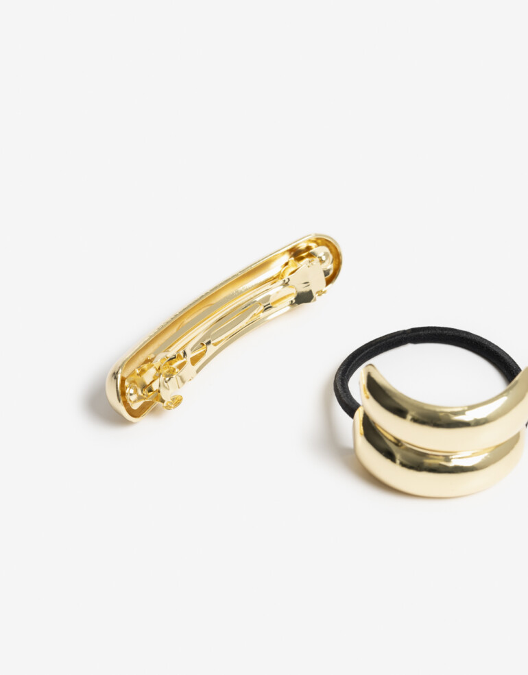 Accesorios Pelo Set Varios Set De Hebilla Y Gomita Elástica Cuff - Dorado