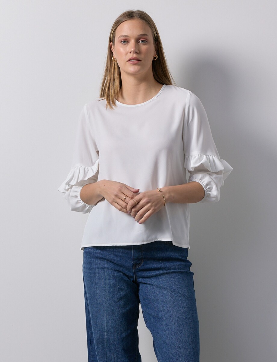 Blusa Manga Volados - Crudo 