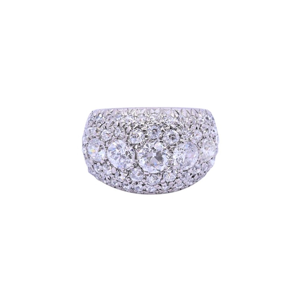 Anillo oro 18 k bombé brillantes y diamantes. Anillo oro 18 k bombé brillantes y diamantes.