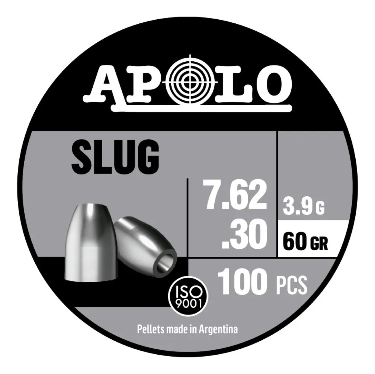 Chumbos Apolo Slug 7.62 – 100 Unidades – 60 Grains (Modelo 19305) 