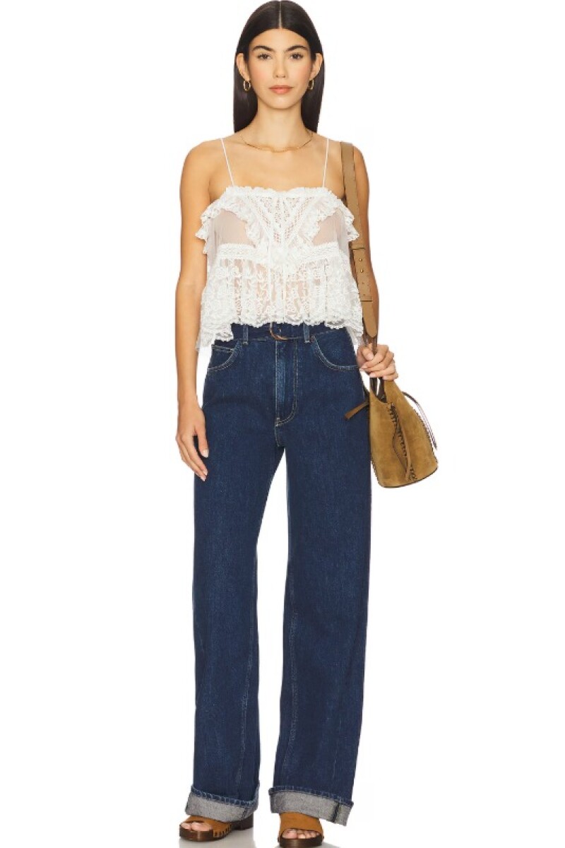 SOFIA EMBROIDERED TANK Marfil