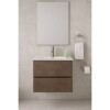 Mueble de baño suspendido Gris Oscuro 80 cm con bacha de loza Mueble De Baño Suspendido Gris Oscuro 80 Cm Con Bacha De Loza
