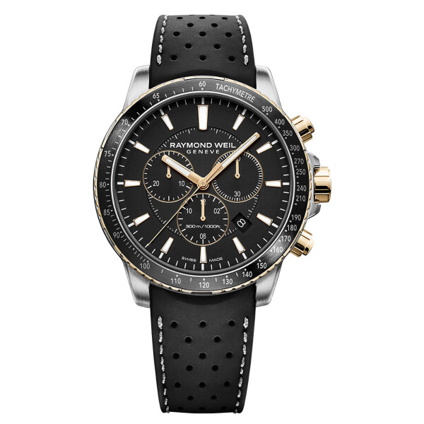 Reloj Raymond Weil Tango 300 Men's Chronograph esfera negra con detalles en PVD oro rosa Reloj Raymond Weil Tango 300 Men's Chronograph esfera negra con detalles en PVD oro rosa