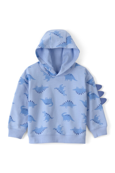 Buzo de algodón, azul, con capucha y espinas, diseño dinos Buzo de algodón, azul, con capucha y espinas, diseño dinos