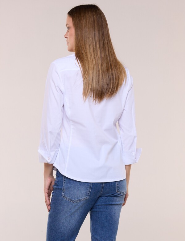 Camisa Con Laterales Elastizados Y Botones Perla BLANCO