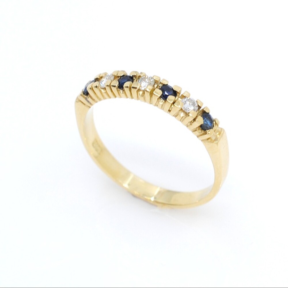 Anillo medio sin fin zafiros y brillantes con engarce 4 puntas Anillo medio sin fin zafiros y brillantes con engarce 4 puntas