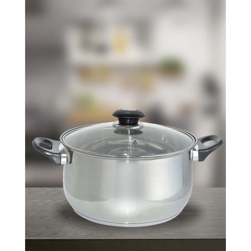 Cacerola Cuori Giulia con tapa de vidrio acero inox. 5lts Cacerola Cuori Giulia con tapa de vidrio acero inox. 5lts
