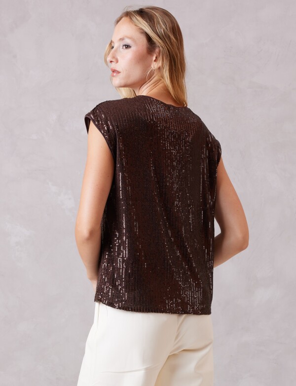 Blusa Lentejuelas MARRON