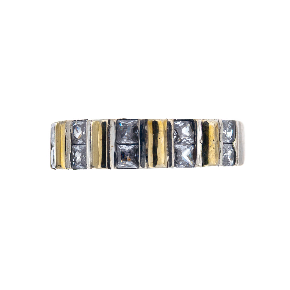 Anillo de Plata 925, Double y circonias 