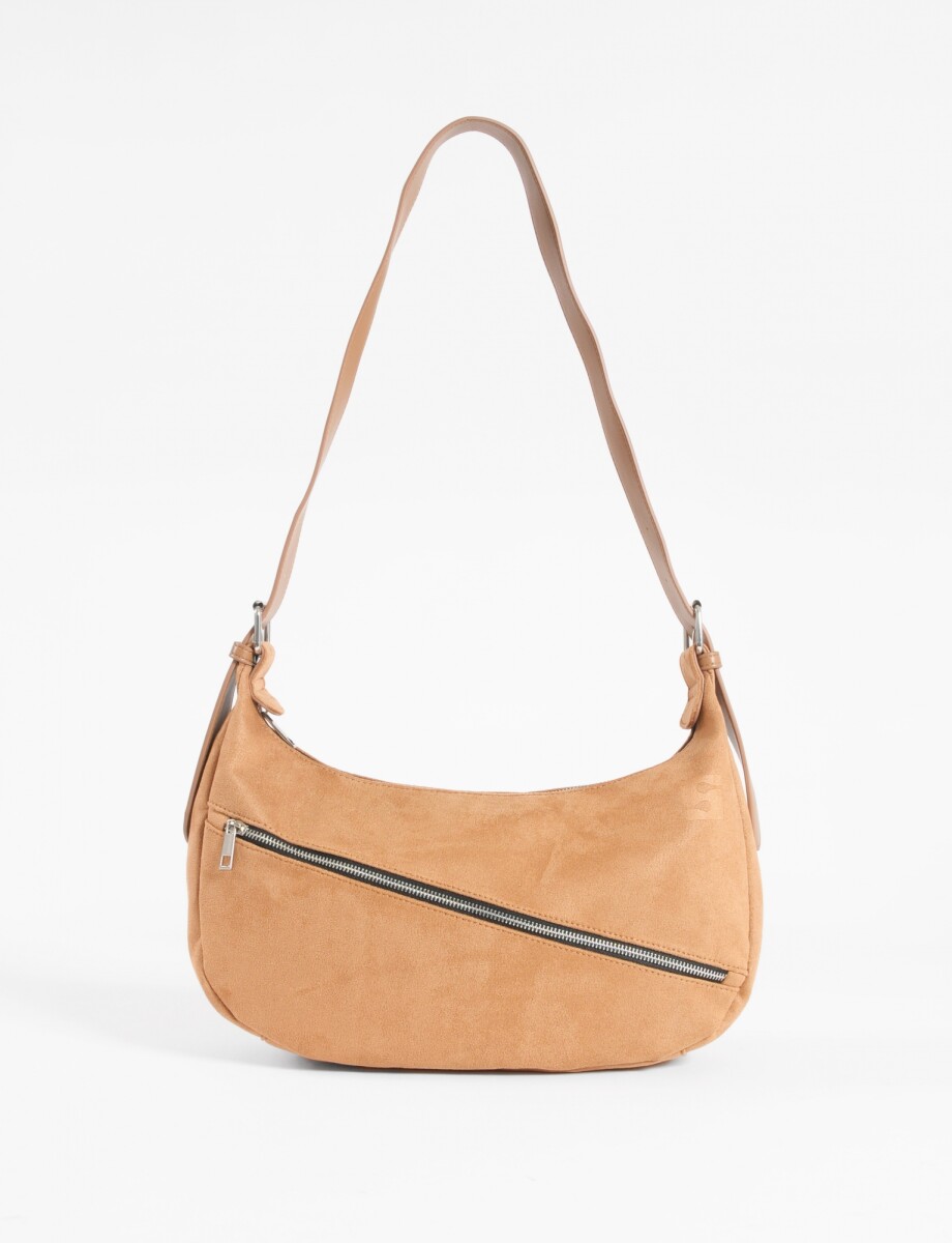 Bandolera simil suede - marrón 