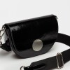 Mini Bag The Circle En Cuero Charol Arrugado Negro