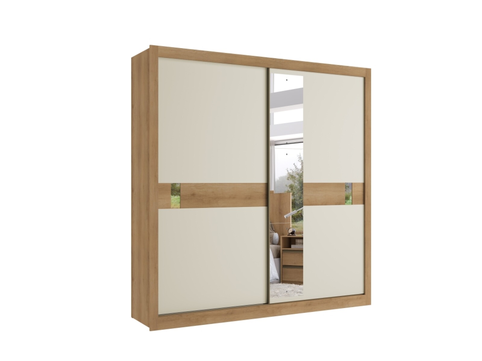 ROPERO COPENHAGEN 2P CON ESPEJO BLANCO BRILLO REVERSIBLE 
