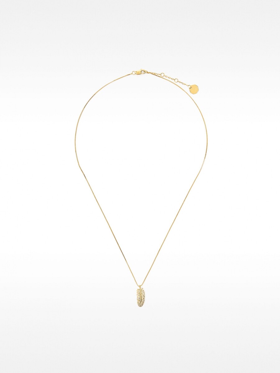 Collar Pluma Con Circonitas – Plata De Ley 925 dorado
