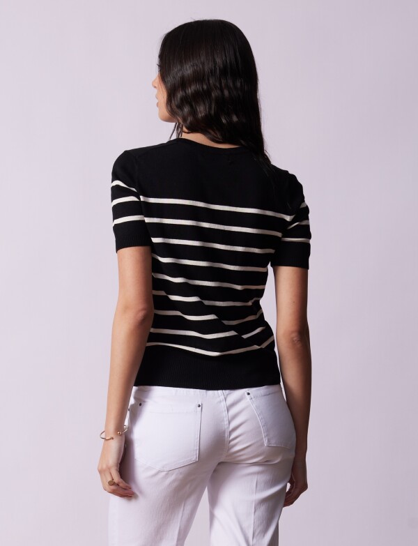 Buzo Lineas NEGRO/BEIGE