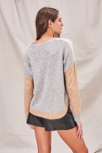 Sweater Color Block Beige Melange