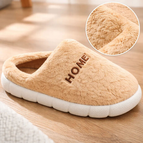 Pantufla De Felpa Peluche sintético Antideslizante Unisex Beige