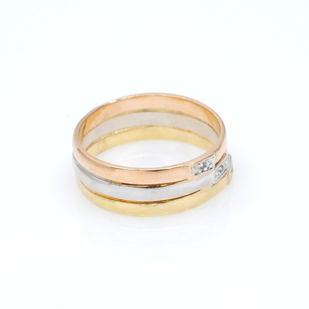 Anillo en oro 18k combinado (3 colores) con brillantes Anillo en oro 18k combinado (3 colores) con brillantes